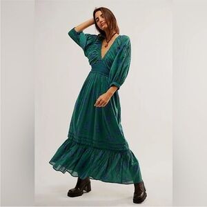 Free People Golden Hour Maxi Dress in Green